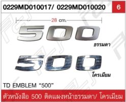 ตัวหนังสือ 500 ติดแผงหน้าธรรมดา/โครเมียม
