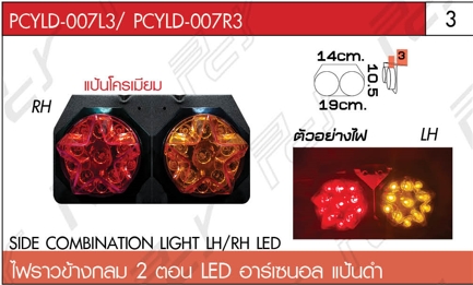 ไฟราวข้างกลม 2 ตอน ซ้าย-ขวา LED อาร์เซนอล แป้นดำ