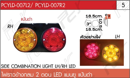 ไฟราวข้างกลม 2 ตอน ซ้าย-ขวา LED แมนยู แป้นดำ