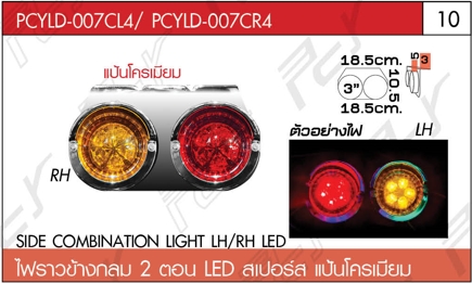 ไฟราวข้างกลม 2 ตอน ซ้าย/ขวา LED สเปอร์ส แป้นโครเมียม