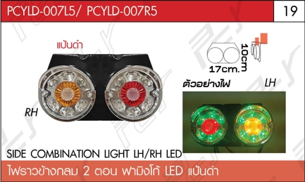 ไฟราวข้างกลม 2 ตอน ซ้าย-ขวา LED ฟามิงโก้ แป้นดำ