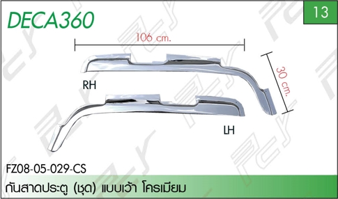 กันสาดประตู (ชุด) แบบเว้า โครเมียม